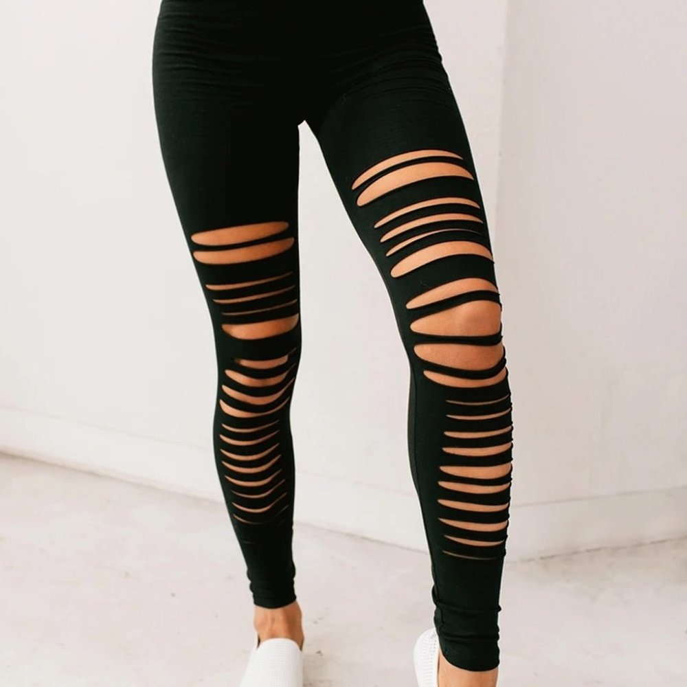 Black Distressed Leggings